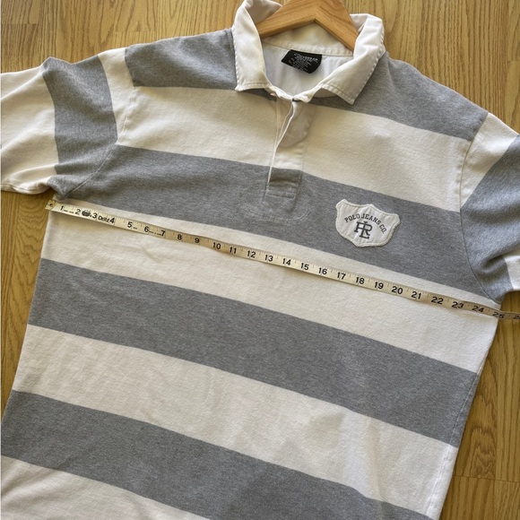 Vintage 90s Polo Jeans Co. Ralph Lauren rugby Stripe Polo large 67 applique back - Picture 8 of 10